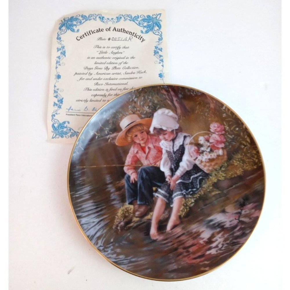 1981 Reco Little Anglers Collector's Plate #0051AR W/ Certificate Authenticity